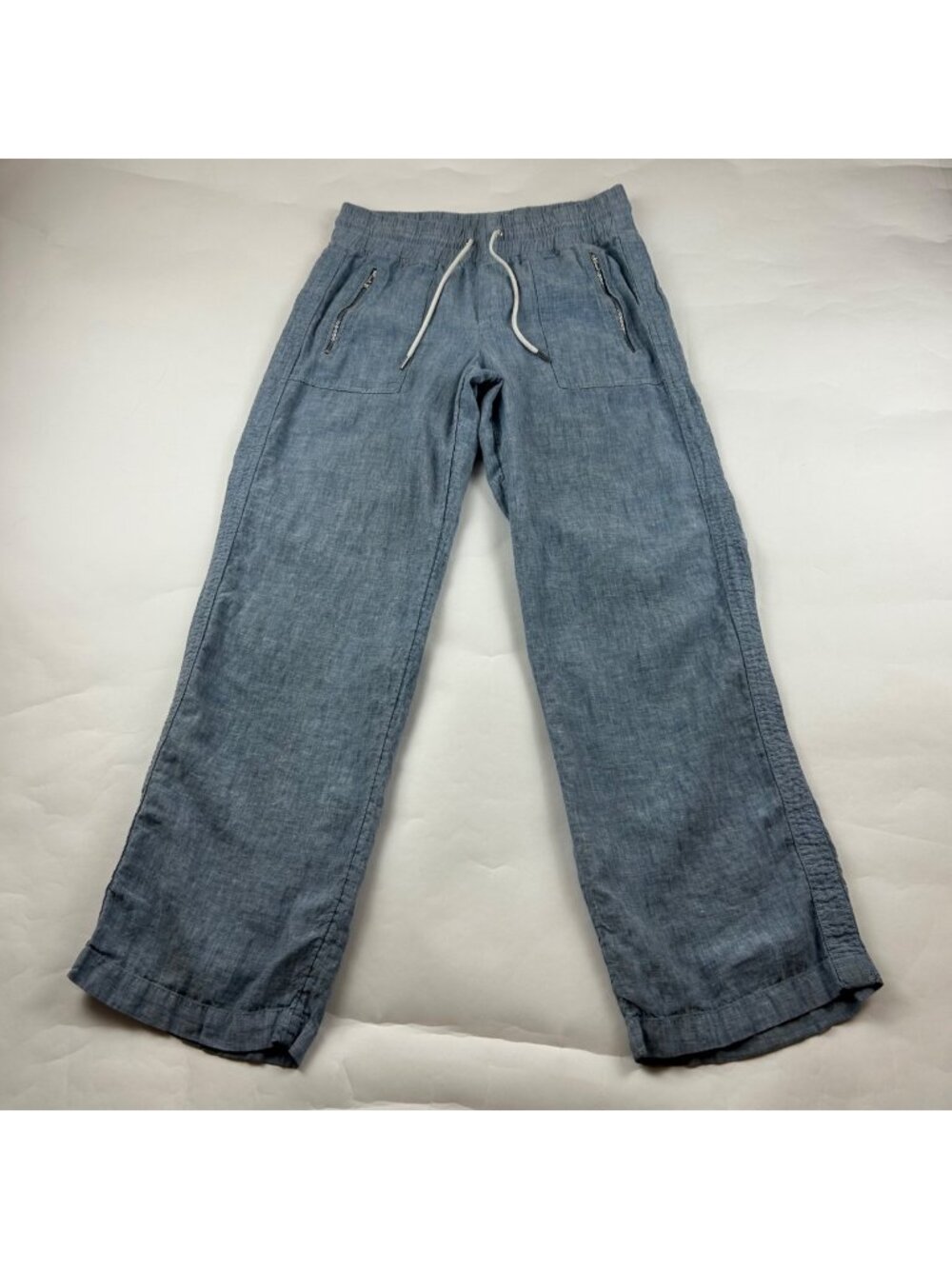 Athleta Light Blue Chambray Linen Cabo Wide Leg Pant 10